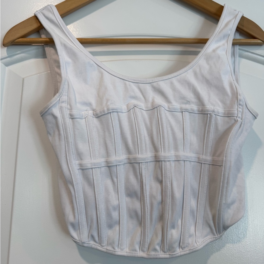 TwoTwinStyle White Corset with Zip back size medium